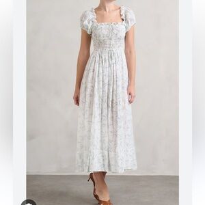 Doen Stanza floral midi dress in BLANC BLUEBELL BALLAD, SMALL